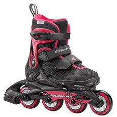 ROLLERBLADE 羅勒佈雷德 2018 Spitfire SL 女孩尺寸可調魔術貼孩童直排輪鞋, 黑色+粉色