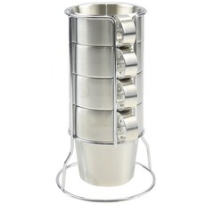 캔버라 패밀리 스텐레스 머그컵 4p + 거치대 세트, 실버, 1세트