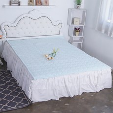 By deco 素色棉質壓紋床墊 2入, 天藍色