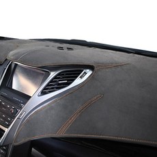 BORN TO ROAD 麂皮絨儀表板避光墊 灰色布料 棕色縫線, 現代, Genesis G70 2018年~(無HUD)