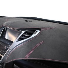BORN TO ROAD Chamoa麂皮儀表板避光墊 灰色布料 粉色縫線, 現代, Genesis G80 2016年~(無HUD/有中央喇叭)
