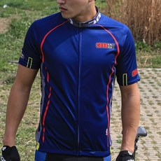 세컨윈드 남성용 블루38 자전거 반팔저지 JH117