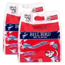BELL BIRD Clean 寵物狗尿布, 超小型, 2個, 15入