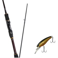 Won Da Besta Spinning擬餌釣竿 662ML+Damiki Sammy 70硬體擬餌 236H BLACK GOLD HOLO, 1套