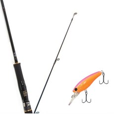 Won Da Avalon捲線式擬餌釣竿 702M+Damiki Sammy 70硬餌擬餌 022P 螢光紅橘, 1套