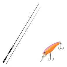 Aomax Neo Black旋轉式擬餌竿 S-662ML+Damiki Sammy 70硬餌擬餌 022P NEON RED ORANGE, 1套