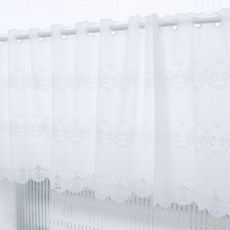 happytool 蕾絲緞帶短窗簾, 白色
