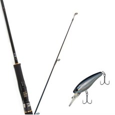 Won Da Avalon捲線式擬餌釣竿 602M+Damiki Sammy 70硬餌擬餌 012H 黑色Holo, 1套