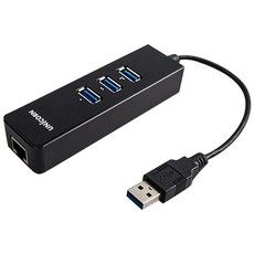 UNiCORN GIGA 有線網路 + USB 3.0 3埠集線器 ULAN-303GH, 黑色, 1個