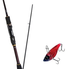 Wonda Vestar Spinning路亞竿 602ML+Damiki Bolt 55金屬亮片路亞 15g 243H RED GHOST, 1套