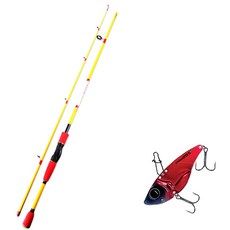 Apis Bass Game XT 路亞釣竿 黃色 + Damiki Volt 55 鐵板路亞 湯匙路亞 15g 243H RED GHOST, 1套