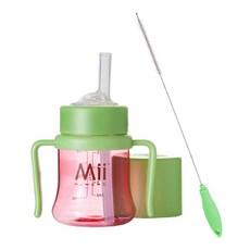 MiiBABY Forever吸管杯 150ml+吸管刷, 紅色 綠色, 1組
