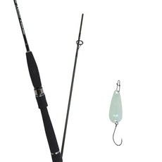 Won Da Marisol Spinning路亞釣竿 662L+Damiki Pika金屬亮片湯匙 B型 2.2g 035 GLOW, 1套