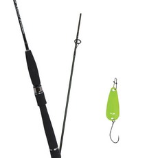 Won Da Marisol Spinning路亞釣竿 662L+Damiki Pika金屬亮片湯匙 B型 2.2g 038 MYSTIC YELLOW, 1套