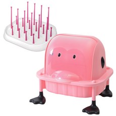 BONOHOUSE 奶瓶瀝水架 + 防塵蓋, 粉色