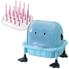 BONOHOUSE 奶瓶瀝水架 + 防塵蓋, 藍色