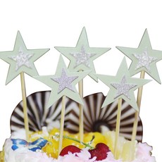 星星造型蛋糕裝飾 5入, 薄荷, 2套