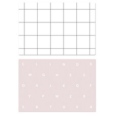 Somest 矽膠餐墊 簡約格紋 + ABC, 白色, 印度粉, 425 x 295 mm