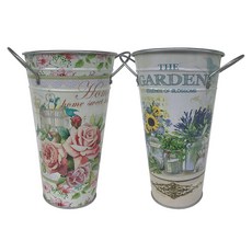 花卉長型鐵籃, 玫瑰 + 太陽花, 1套