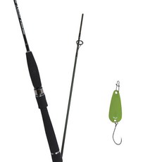 Won Da Marisol Spinning路亞釣竿 662L+Damiki Pika金屬亮片湯匙 B型 2.2g 026 橄欖綠, 1套