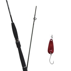 Won Da Marisol Spinning路亞釣竿 662L+Damiki Pika金屬亮片湯匙 B型 2.2g 036 ROSE RED, 1套