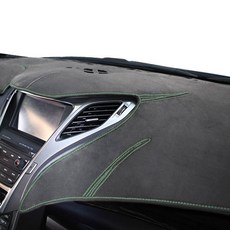 BORN TO ROAD 麂皮防滑儀表板避光墊 灰色布料 + 綠色縫線, 新型Accent 2011年~(Navione上置導航)