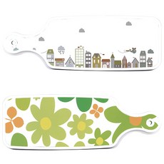 Roem Design 上菜砧板 2件組 floral 迎春花板套組, floral 迎春花板, 城市剪貼畫板, 1套