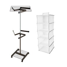 오하임 시스템 행거 2단 프리미엄 + 5단 부직포 수납함 화이트, 브라운