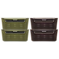 Oheim Ratan Color Basket Olive Green 2p +巧克力棕色2P, 1套, 單色