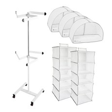 오하임 시스템 행거 2단 + 옷커버 3p + 5단 부직포 수납함 2p, 화이트