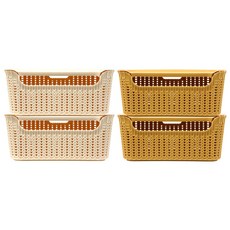 Oheim 米白色 2p + 芥末色 2p 在 Oheim 藤色籃子中, 單色, 1組