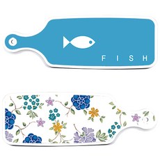 로엠디자인 서빙 도마 보드 2p 로맨틱 블루 floral 화이트 세트, 로맨틱 블루 floral 화이트, 피쉬 블루, 1세트
