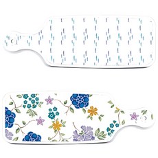 로엠디자인 서빙 도마 보드 2p 로맨틱 블루 floral 화이트 세트, 로맨틱 블루 floral 화이트, 파스텔 물고기 떼, 1세트