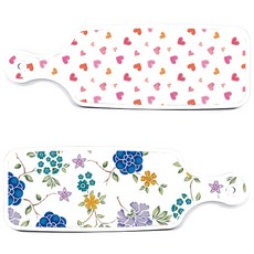 로엠디자인 서빙 도마 보드 2p 로맨틱 블루 floral 화이트 세트, 로맨틱 블루 floral 화이트, 연 분홍색 러브, 1세트