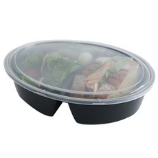 2格橢圓形餐盒 黑色, 1件, 10個