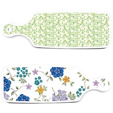 로엠디자인 서빙 도마 보드 2p 로맨틱 블루 floral 화이트 세트, 로맨틱 블루 floral 화이트, 그린 타일, 1세트