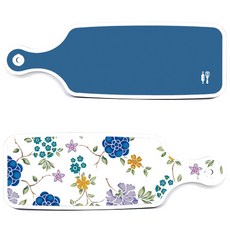 로엠디자인 서빙 도마 보드 2p 로맨틱 블루 floral 화이트 세트, 로맨틱 블루 floral 화이트, 다크 블루, 1세트