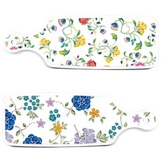 로엠디자인 서빙 도마 보드 2p 로맨틱 블루 floral 화이트 세트, 로맨틱 블루 floral 화이트, 로망 슬림 장미, 1세트