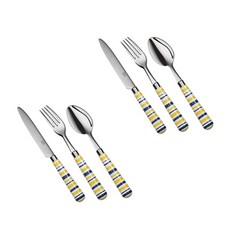 퀴드노비 디너 포크 나이프 3종 2인세트, 산타크루즈 옐로우, 테이블 나이프 2p + 스푼 2p + 포크 2p, 1개