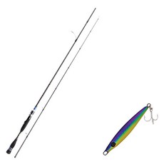 Aomax Neo黑色旋轉型擬餌竿 S-662ML+Damiki Balhae Metajig Spoon擬餌 14g 002 COBALT GOLD, 1套