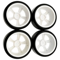 RealtchToys 1/10 Rims+Drift Tires RC車輪 HY505, 白色的, 4件