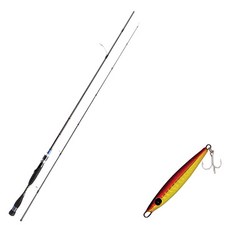 Aomax Neo黑色旋轉型擬餌竿 S-662ML+Damiki Balhae Metajig勺型擬餌 14g 011 FIRE GOLD, 1套