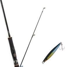 Won Da Avalon捲線式擬餌釣竿 702M+Damiki Balhae金屬亮片擬餌 7g 015 BLACK SILVER, 1套