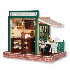 DAKANG JS 디오라마 미니어쳐 DIY 키트 DK0165, 스타 커피 바, 1개