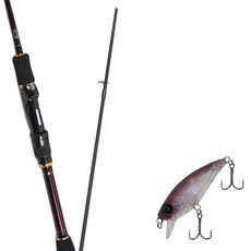 Won Da Besta Spinning擬餌釣竿 602ML+Damiki Mu 45 SP硬餌擬餌 217H BLACK GHOST, 1套