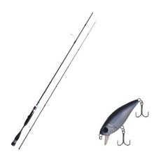 Aomax Neo黑色捲線器型擬餌竿 S-662ML+Damiki Mu 45 SP硬餌擬餌 012H BLACK HOLO, 1套