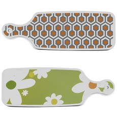 Roem Design 上菜砧板 2入 floral design白色連翹組, floral design白色連翹, 閃亮圖案, 1套