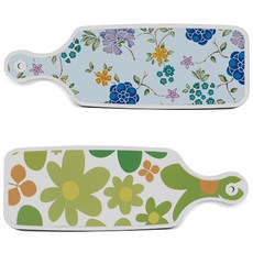 Roem Design 上菜砧板 2入 floral 連翹花套組, floral 連翹花, 浪漫藍色floral秘色, 1套