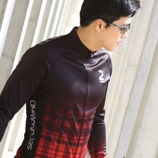 2ndwind G格紋紅長袖車衣 JL154