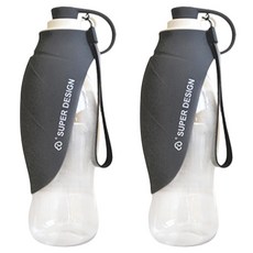 aryko 寵物貓狗用折疊式矽膠水瓶, 灰色的, 2件